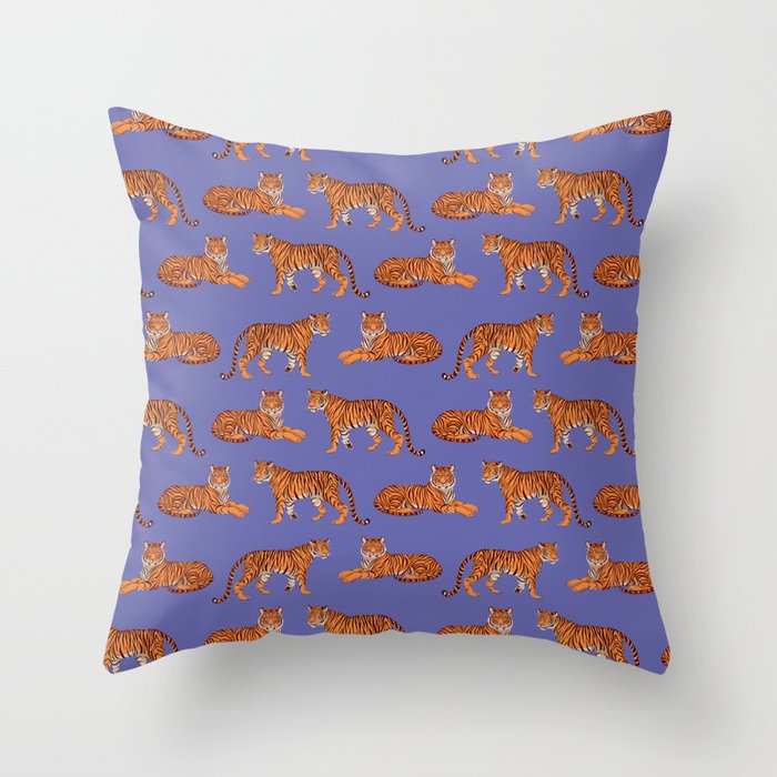 Tigers - Very Peri Throw Pillow Gallery Image 6