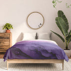 Purple Amethyst Crystal Inspired Abstract Flow Painting Comforter Gallery Image 3