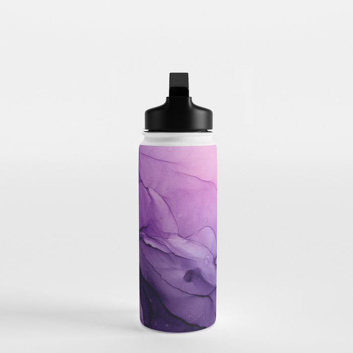 Purple Amethyst Crystal Inspired Abstract Flow Painting Water Bottle Gallery Image 3
