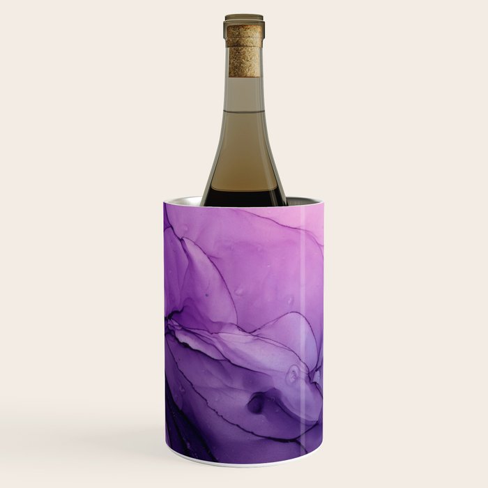 Purple Amethyst Crystal Inspired Abstract Flow Painting Wine Chiller Gallery Image 2