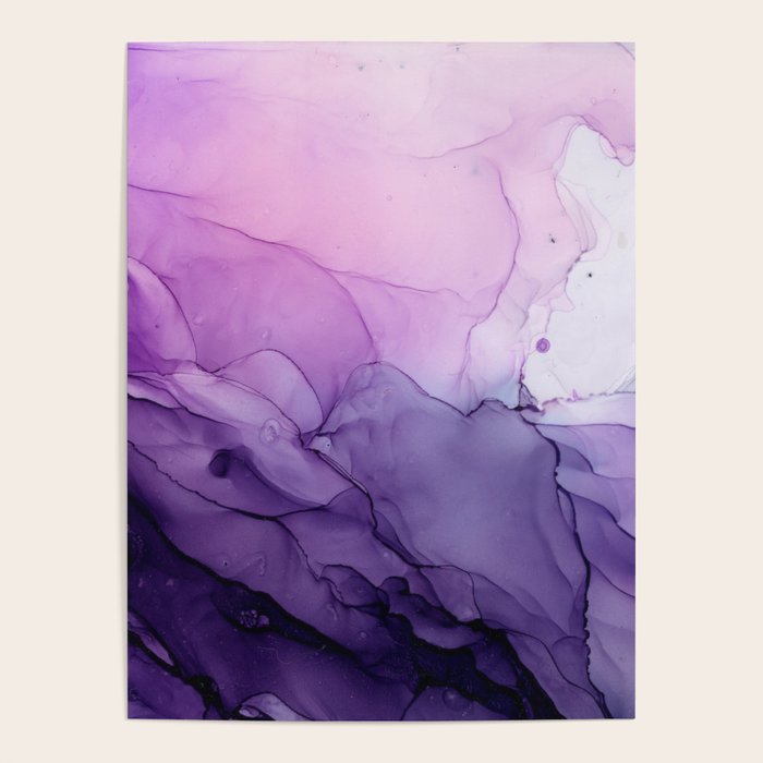 Purple Amethyst Crystal Inspired Abstract Flow Painting Poster Gallery Image 4