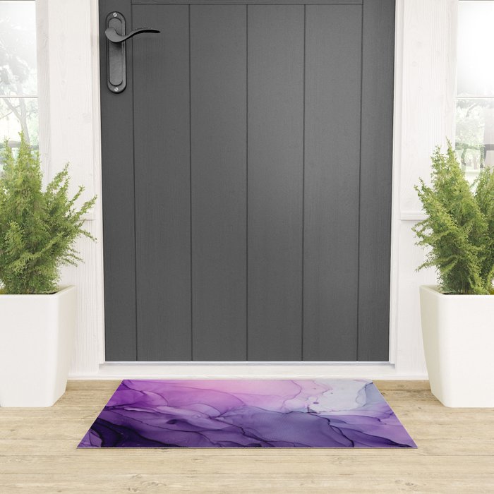 Purple Amethyst Crystal Inspired Abstract Flow Painting Welcome Mat Gallery Image 3