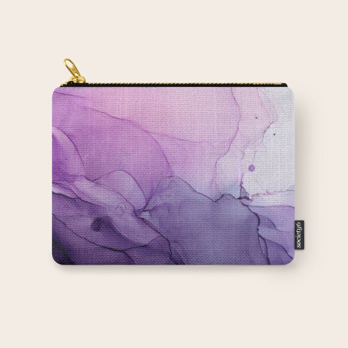 Purple Amethyst Crystal Inspired Abstract Flow Painting Carry All Pouch Gallery Image 1