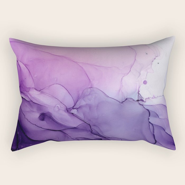 Purple Amethyst Crystal Inspired Abstract Flow Painting Rectangular Pillow Gallery Image 2