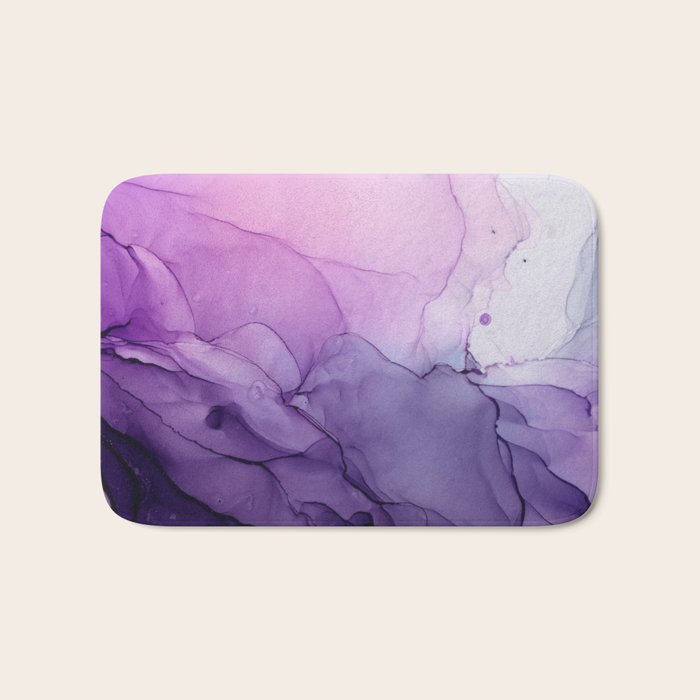 Purple Amethyst Crystal Inspired Abstract Flow Painting Bath Mat Gallery Image 1