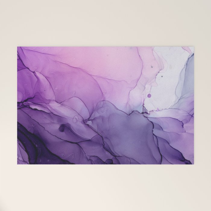 Purple Amethyst Crystal Inspired Abstract Flow Painting Welcome Mat Gallery Image 1