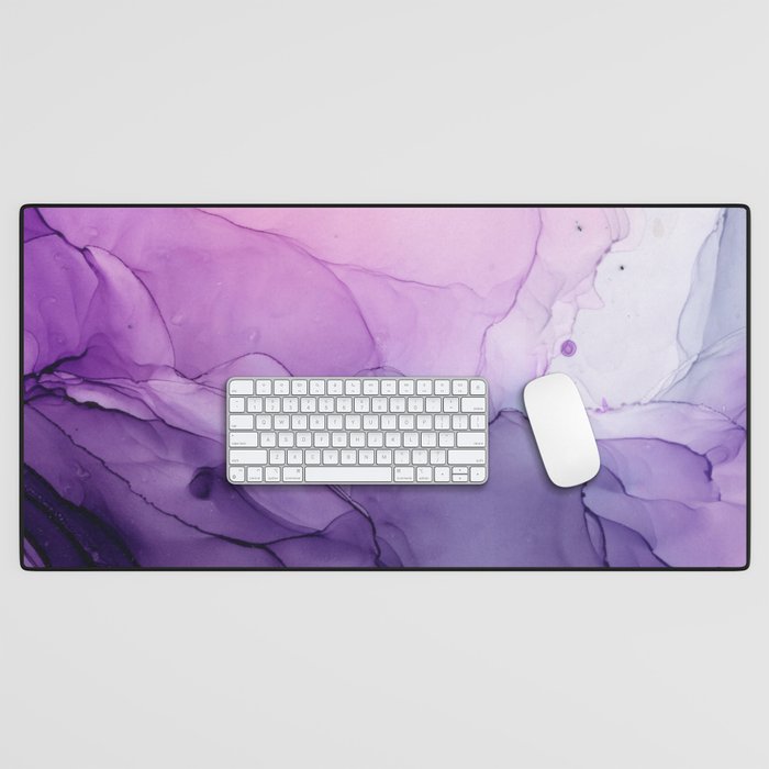 Purple Amethyst Crystal Inspired Abstract Flow Painting Desk Mat Gallery Image 1