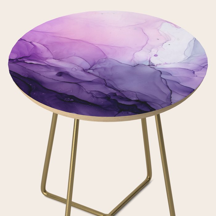 Purple Amethyst Crystal Inspired Abstract Flow Painting Side Table Gallery Image 2