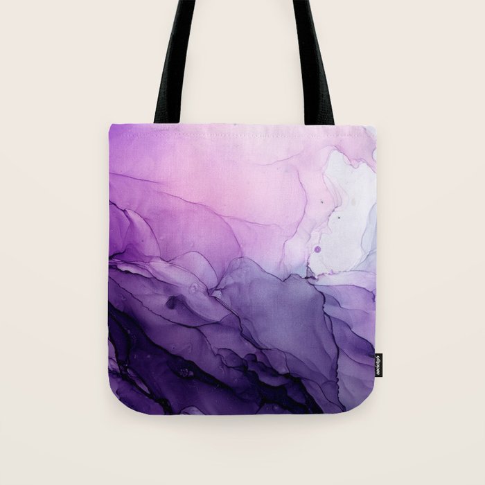 Purple Amethyst Crystal Inspired Abstract Flow Painting Tote Bag Gallery Image 1