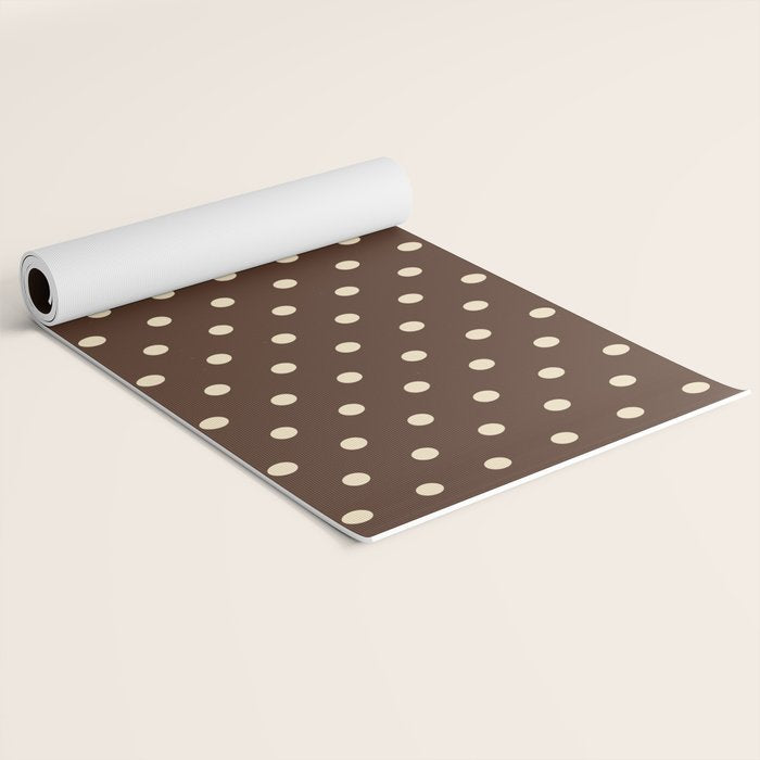 Vintage polka dots baroque brown & cream Yoga Mat Gallery Image 2