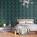Art Deco Waterfalls // Ombre Teal Wallpaper Gallery Image 3