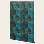 Art Deco Waterfalls // Ombre Teal Wallpaper Gallery Image 2