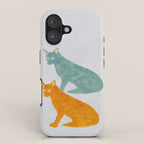 Twin Cats - Green and Orange iPhone Case Gallery Image 1