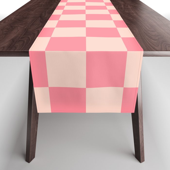 Checkerboard Check Checked Pattern in Pink and Blush Table Runner Gallery Image 1