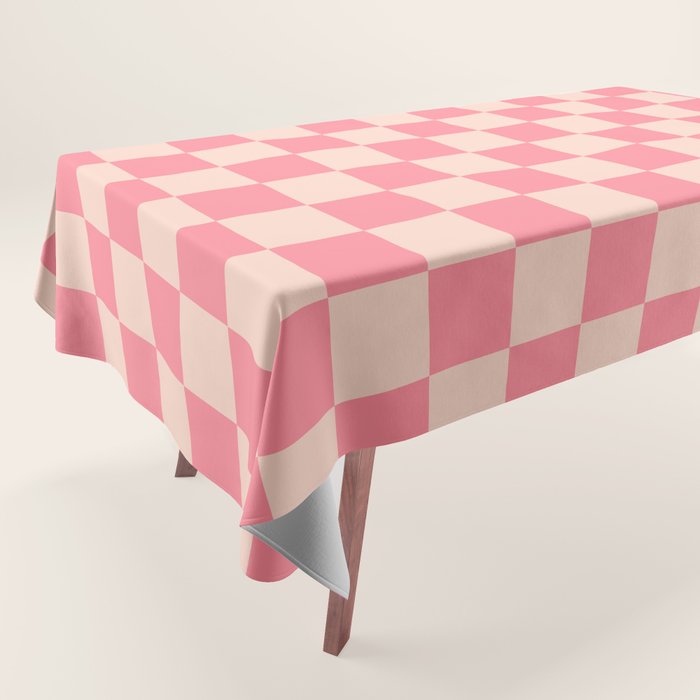 Checkerboard Check Checked Pattern in Pink and Blush Tablecloth Gallery Image 1