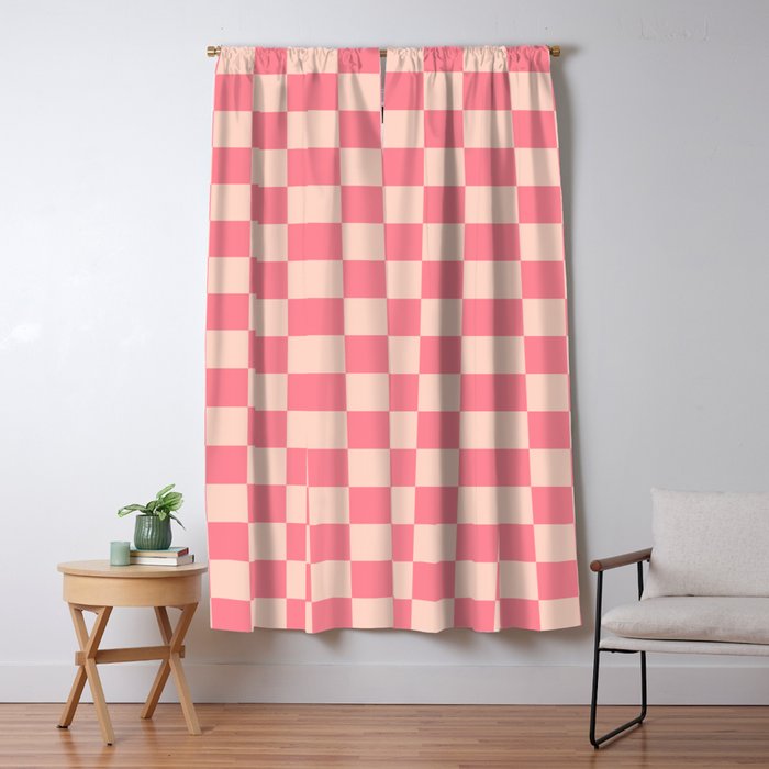 Checkerboard Check Checked Pattern in Pink and Blush Window Curtain ...