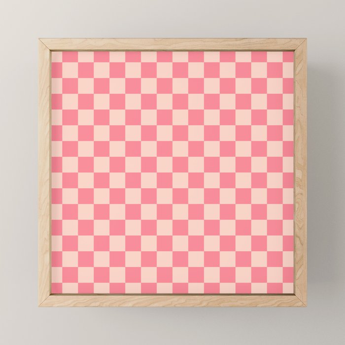 Checkerboard Check Checked Pattern in Pink and Blush Mini Art Print Gallery Image 1