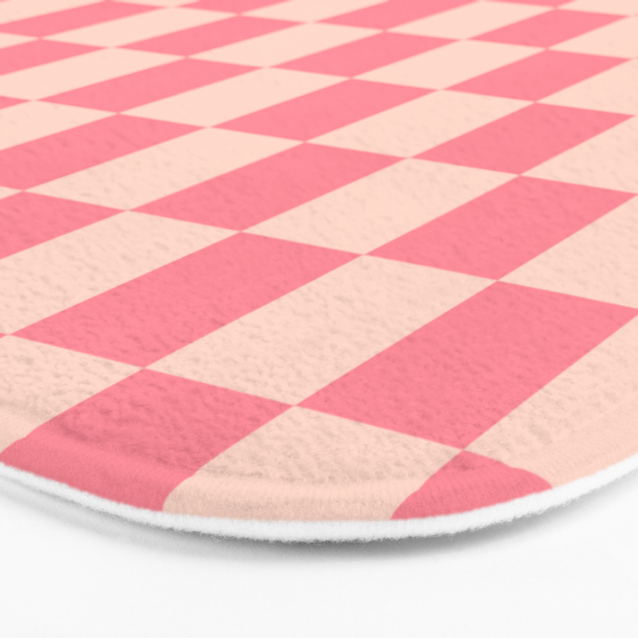 Checkerboard Check Checked Pattern in Pink and Blush Bath Mat Gallery Image 3