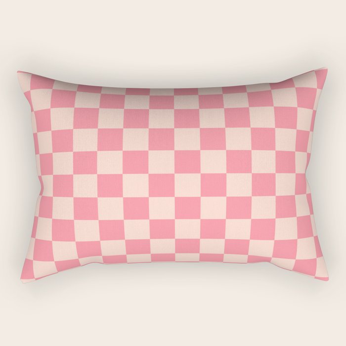 Checkerboard Check Checked Pattern in Pink and Blush Rectangular Pillow Gallery Image 1