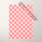 Checkerboard Check Checked Pattern in Pink and Blush Wrapping Paper Gallery Image 1
