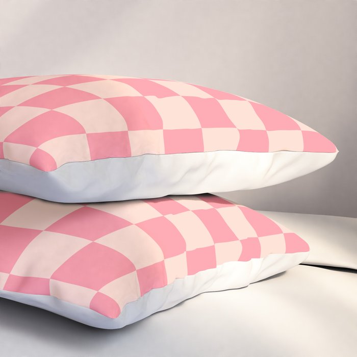 Checkerboard Check Checked Pattern in Pink and Blush Pillow Sham Gallery Image 3