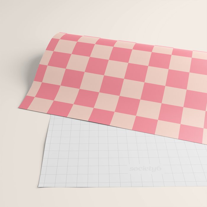 Checkerboard Check Checked Pattern in Pink and Blush Wrapping Paper Gallery Image 2