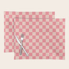 Checkerboard Check Checked Pattern in Pink and Blush Placemat Gallery Image 1