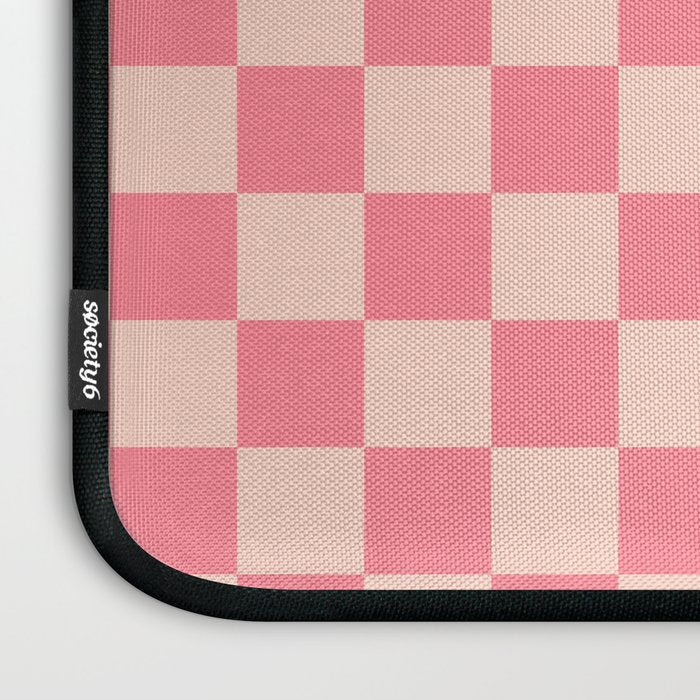 Checkerboard Check Checked Pattern in Pink and Blush Laptop Sleeve Gallery Image 3