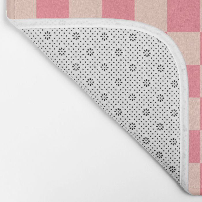 Checkerboard Check Checked Pattern in Pink and Blush Bath Mat Gallery Image 2
