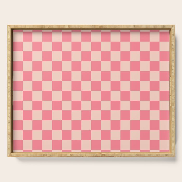 Checkerboard Check Checked Pattern in Pink and Blush Serving Tray Gallery Image 1