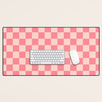 Checkerboard Check Checked Pattern in Pink and Blush Desk Mat Gallery Image 1