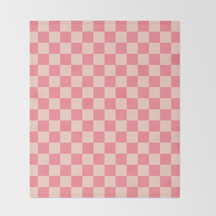 Checkerboard Check Checked Pattern in Pink and Blush Throw Blanket Gallery Image 2