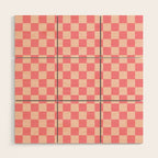 Checkerboard Check Checked Pattern in Pink and Blush Wood Wall Art Gallery Image 1