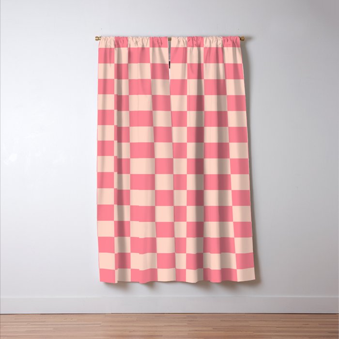 Checkerboard Check Checked Pattern in Pink and Blush Window Curtain Gallery Image 3