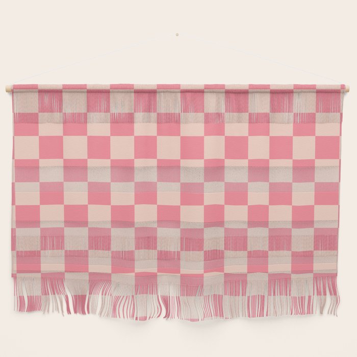 Checkerboard Check Checked Pattern in Pink and Blush Wall Hanging Gallery Image 1