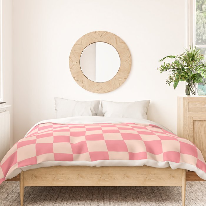 Checkerboard Check Checked Pattern in Pink and Blush Duvet Cover Gallery Image 3