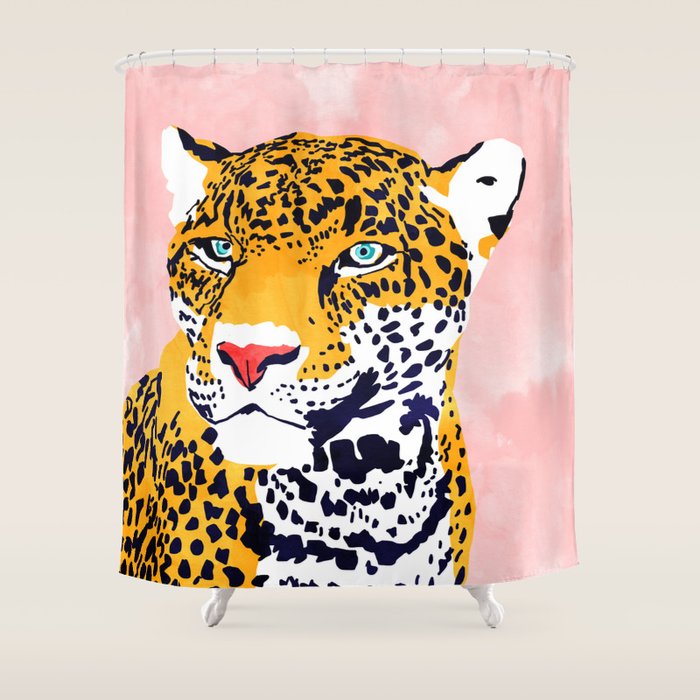 The Leopard Portrait Shower Curtain Gallery Image 1