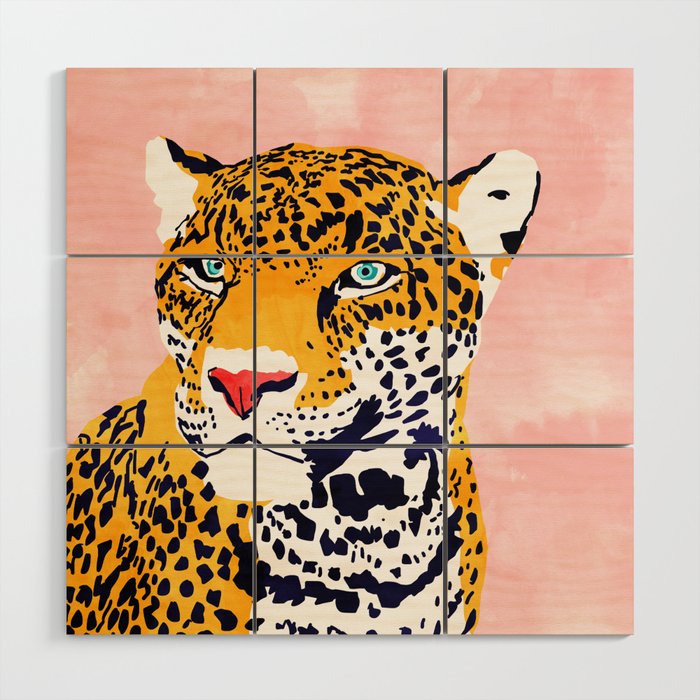 The Leopard Portrait Wood Wall Art Gallery Image 1