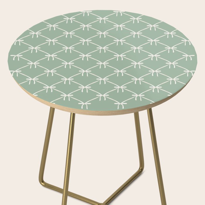 Bows & Ribbons Pattern XXVII Sage Green Side Table Gallery Image 2