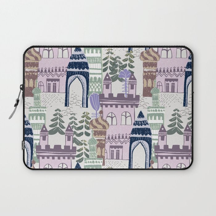 Block print Home pattern lilac Laptop Sleeve Gallery Image 1