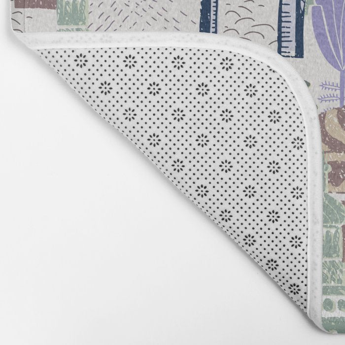 Block print Home pattern lilac Bath Mat Gallery Image 2