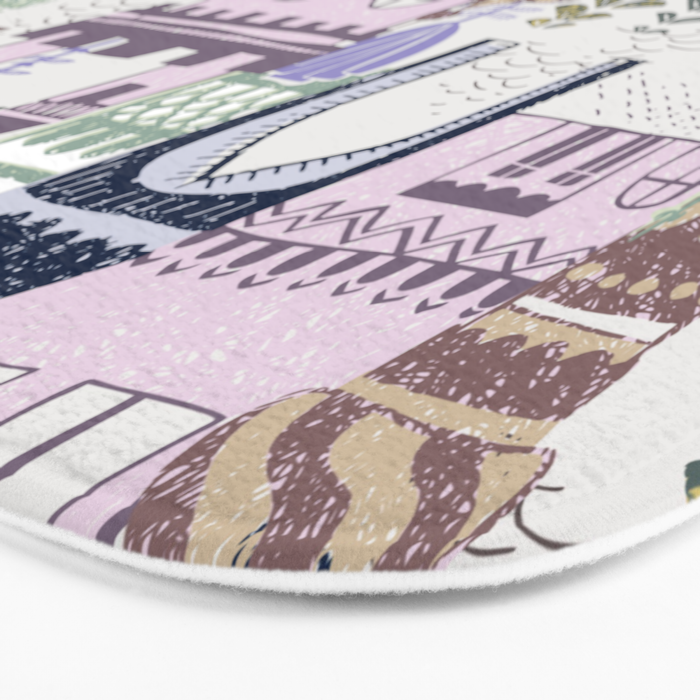 Block print Home pattern lilac Bath Mat Gallery Image 3