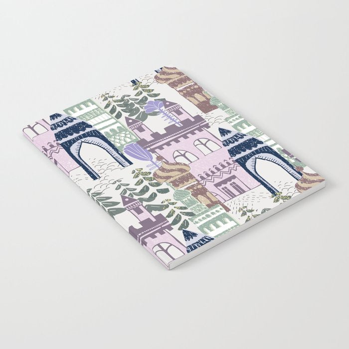 Block print Home pattern lilac Notebook Gallery Image 2