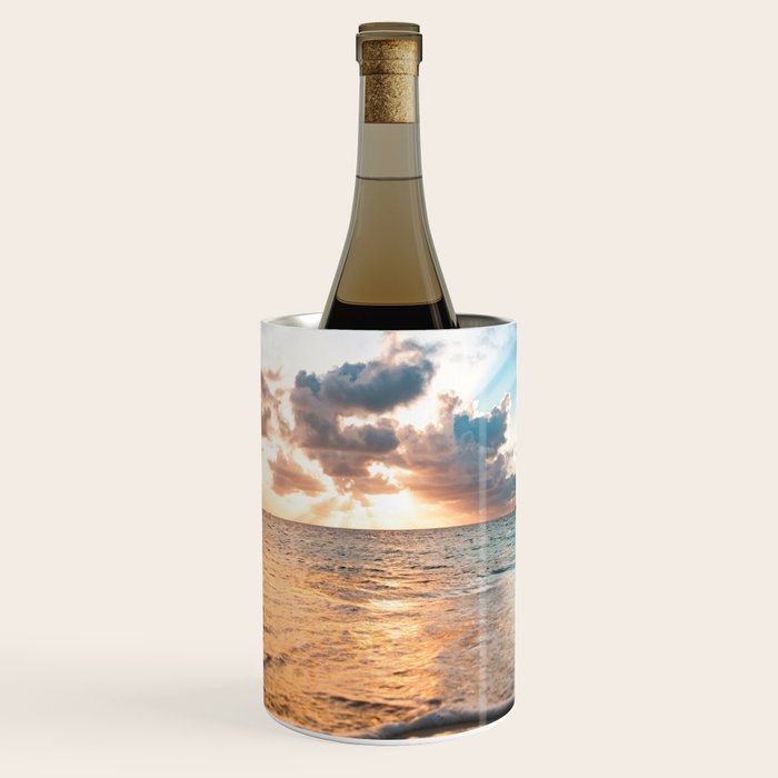 sunset sky over ocean - beach with sunset sky horizon Wine Chiller Gallery Image 1