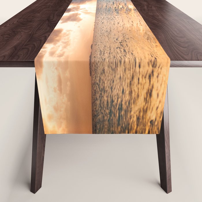 sunset sky over ocean - beach with sunset sky horizon Table Runner Gallery Image 1