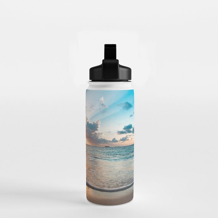 sunset sky over ocean - beach with sunset sky horizon Water Bottle Gallery Image 2