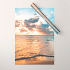 sunset sky over ocean - beach with sunset sky horizon Wrapping Paper Gallery Image 1