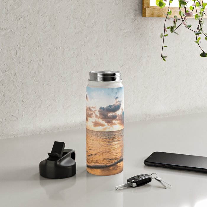 sunset sky over ocean - beach with sunset sky horizon Water Bottle Gallery Image 4