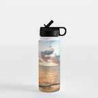 sunset sky over ocean - beach with sunset sky horizon Water Bottle Gallery Image 1