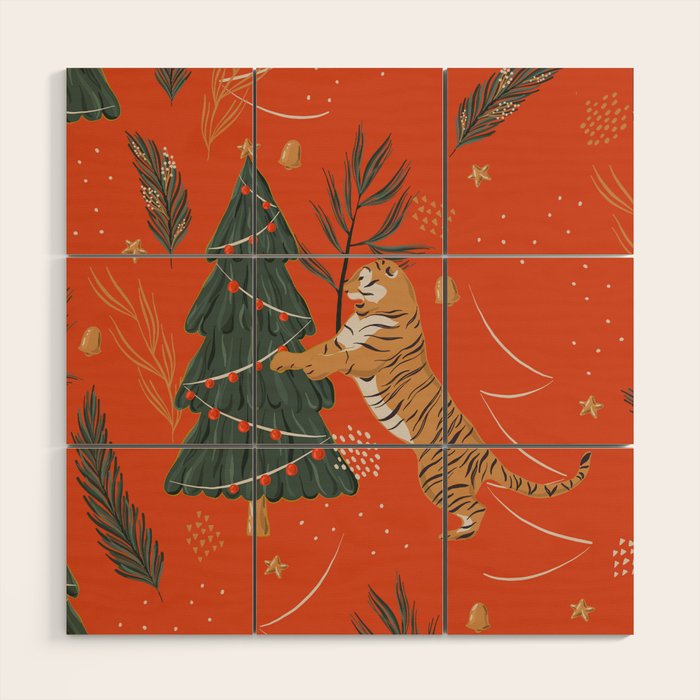 Tigers Christmas Wood Wall Art Gallery Image 1
